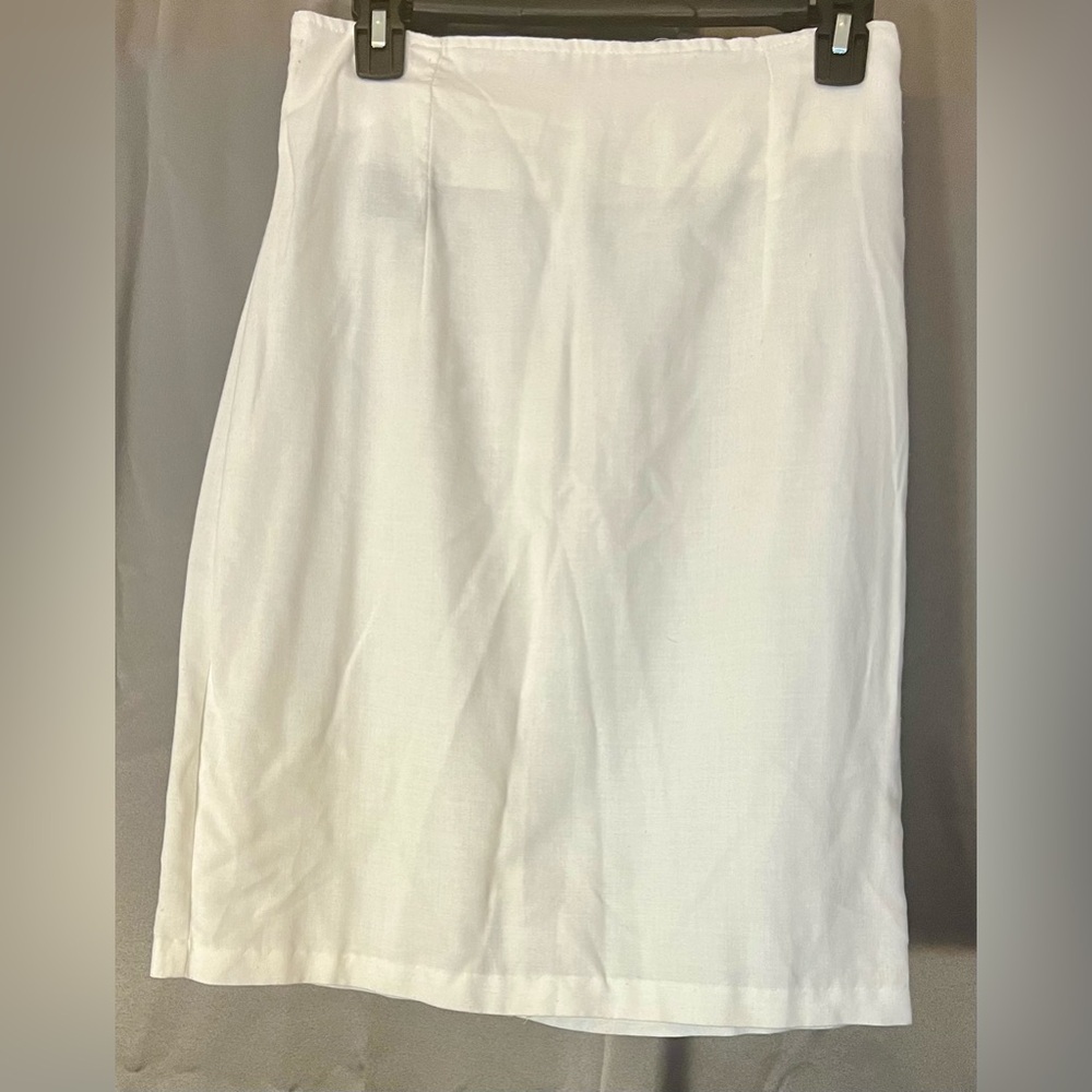 Vintage Contrived Clash Casual Pencil Skirt High Waisted Sz:9 white zipperonback